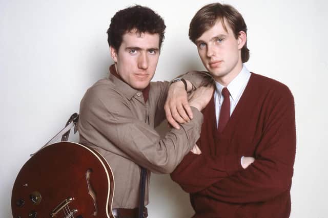 Andy McCkluskey and Paul Humphreys of OMD circa 1983. Picture: Barry Plummer