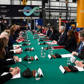 Prime Minister Rishi Sunak speaks during a cabinet meeting at Siemens Mobility factory in Goole, Yorkshire. PIC: Paul Ellis/PA Wire