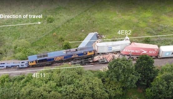 Both trains were carrying shipping containers from Felixstowe Docks to yards in Yorkshire
