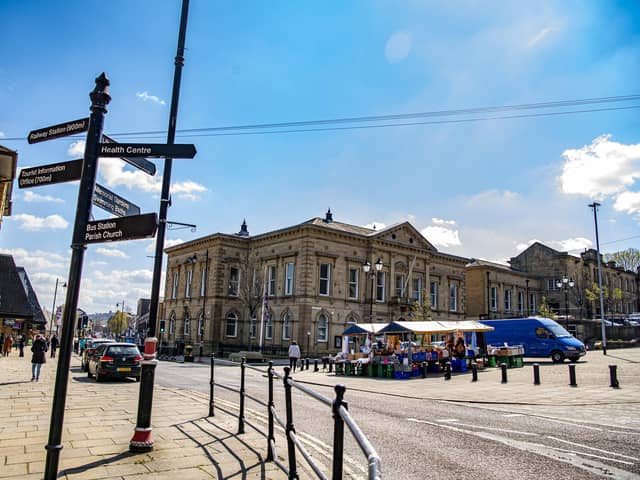 A general view of Market Place and Town Hall in Batley. PIC: Tony Johnson