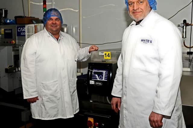 Pictured: John Mellors of Enterprising Barnsley (left), with David White, managing director Whites Bakery (right).