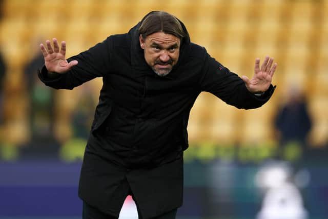 THANKS: Manager Daniel Farke pays his dues to the Leeds United supporters
