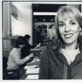 English television presenter and journalist Esther Rantzen in the offices of BBC1 television series 'That's Life' , United Kingdom, 1983. (Photo by Tim Roney/Getty Images)