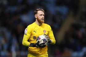 Viktor Johansson of Rotherham United during the Sky Bet Championship match at Coventry City at The Coventry Building Society Arena in March. Photo by Catherine Ivill/Getty Images.