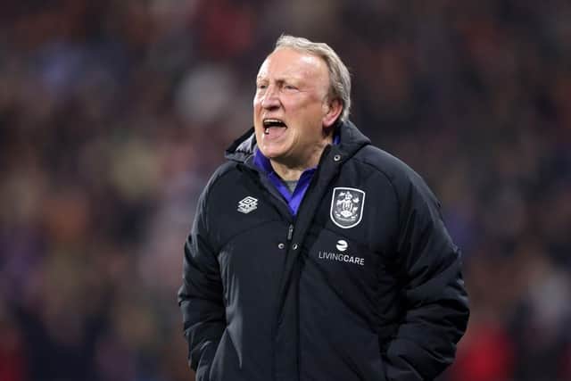 HUDDERSFIELD, ENGLAND - MAY 04: Neil Warnock, Manager of Huddersfield Town, reacts during the Sky Bet Championship between Huddersfield Town and Sheffield United at John Smith's Stadium on May 04, 2023 in Huddersfield, England. (Photo by George Wood/Getty Images)