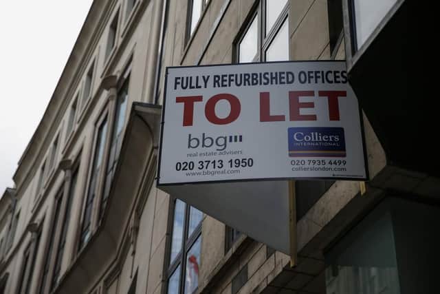 A Fully Refurbished Offices To Let sign. (Pic credit: Hollie Adams / Getty Images)