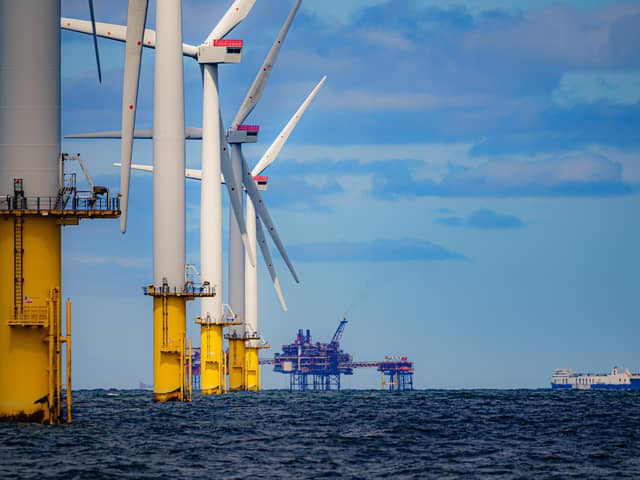 The world's 2nd largest offshore wind farm located eight miles offshore in Liverpool Bay, off the coast of North Wales. PIC: Ben Birchall/PA Wire