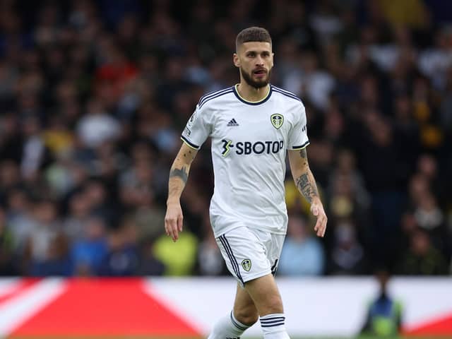 LEEDS, ENGLAND - OCTOBER 16: Mateusz Klich of Leeds United during the Premier League match between Leeds United and Arsenal FC at Elland Road on October 16, 2022 in Leeds, England. (Photo by Eddie Keogh/Getty Images)