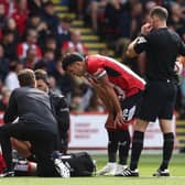 TURNING POINT: Sheffield United's Ben Osborn receives treatment during Sunday's game against Manchester City