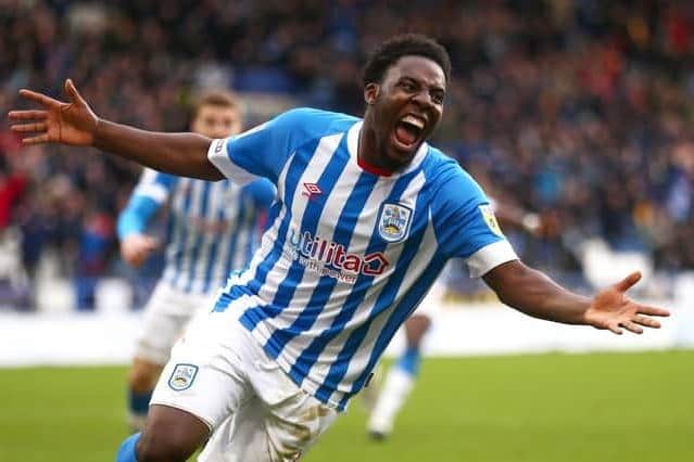 Huddersfield Town's Jaheim Headley celebrates scoring his side's second goal of the game during the Sky Bet Championship match against Birmingham City. Picture: Tim Markland/PA.