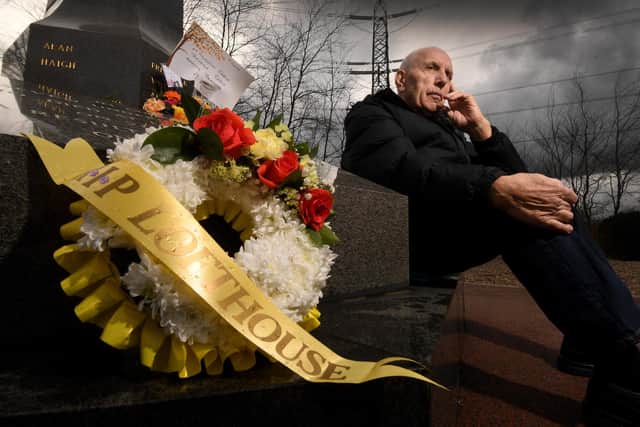 Tony Banks, former miner who was working on the morning of the Lofthouse Colliery disaster in 1973, is pictured by the Memorial to the disaster 50 years on since the tragic event. Picture taken by Yorkshire Post Photographer Simon Hulme 20th March 2023











