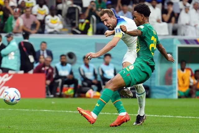 OFF THE MARK: England's Harry Kane scores the second goal of the game during the FIFA World Cup Round of Sixteen match at the Al-Bayt Stadium. Picture: Mike Egerton/PA