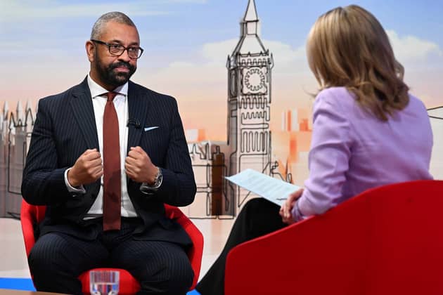 James Cleverly appearing on the BBC 1 current affairs programme, Sunday With Laura Kuenssberg.