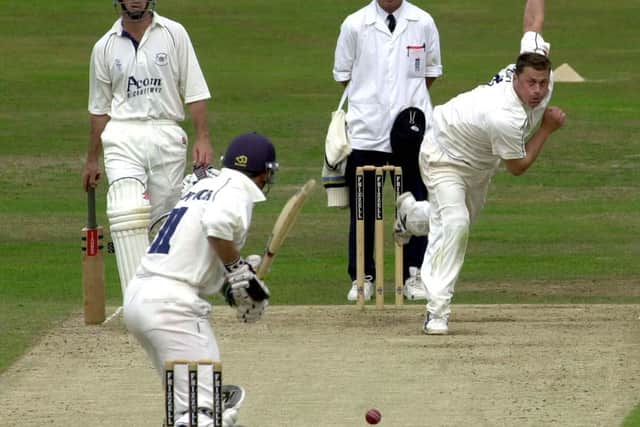 Darren Gough in action for Yorkshire against Gloucestershire in 2003. Picture by Ben Duffy/SWpix.com