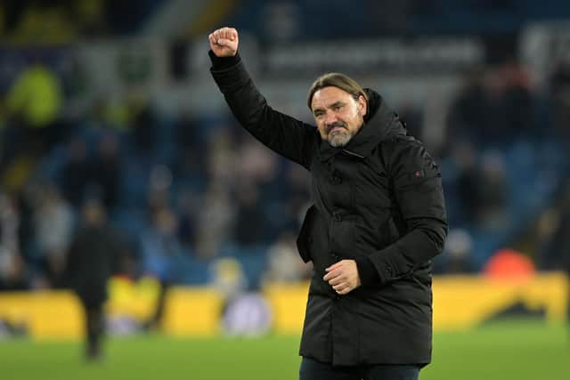 Leeds United boss Daniel Farke, pictured at the full-time whistle against Watford. Picture: Bruce Rollinson.
