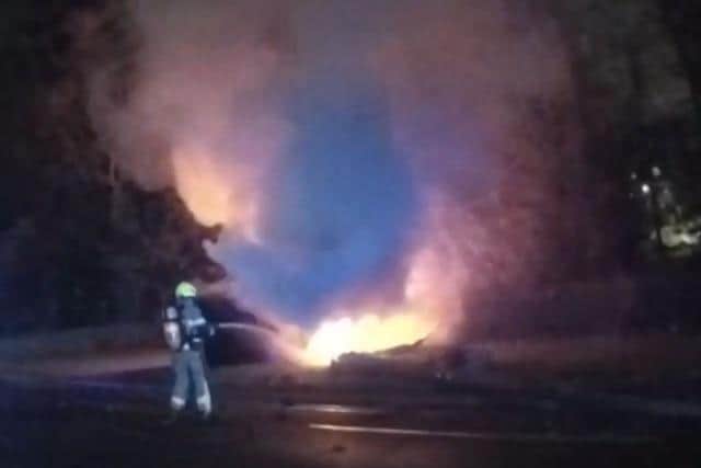Two people saved from burning vehicle by police officers in Yorkshire