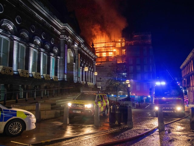 Fire at the Leonardo Building in Leeds City Centre last night. (Photo: Mark Bickerdike)