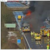 M1 closed: Major incident as M1 closed both ways in Yorkshire due to crane fire 
cc National Highways