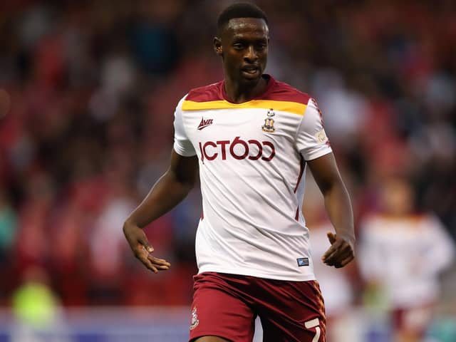 BACK IN THE GAME: Bradford City's Abo Eisa, pictured during the Carabao cup first round match against Nottingham Forest last August Picture: James Williamson/Getty Images