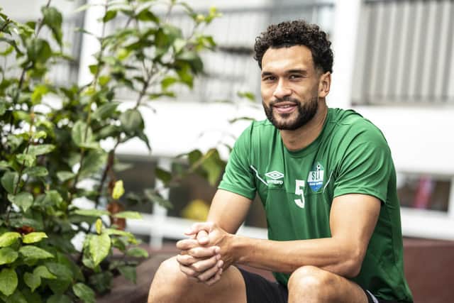 Sierra Leone's defender Steven Caulker poses for photographs in front of the team's hotel in Buea on January 18, 2022. (Photo by CHARLY TRIBALLEAU / AFP) (Photo by CHARLY TRIBALLEAU/AFP via Getty Images)