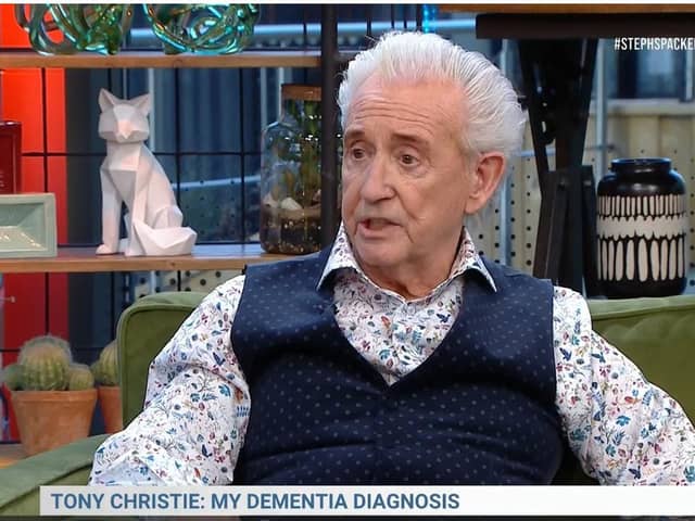 Screengrab taken from Steph's Packed Lunch on Channel 4 showing singer Tony Christie revealing his dementia diagnosis on TV. 
cc Channel 4