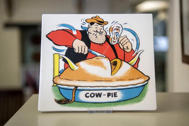 A tile of Desperate Dan made  made by Hornsea Pottery, in the collection at Hornsea Pottery, photographed for the Yorkshire Post Magazine by Tony Johnson.