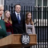 Liz Truss makes a statement prior to her formal resignation outside Number 10
