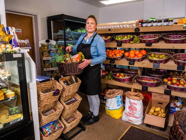 Alison Owens, owner of the Lodge Cottage Farm Shops, pictured in their village shop in Naburn, York.