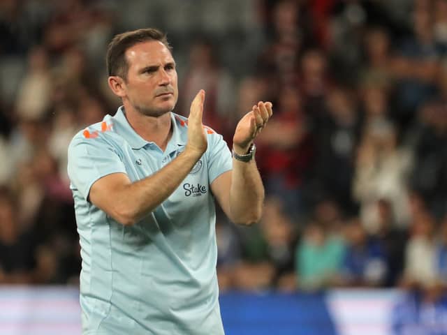 SYDNEY, AUSTRALIA - NOVEMBER 23: Coach of Everton Frank Lampard reacts after the Sydney Super Cup match between Everton and the Western Sydney Wanderers at CommBank Stadium on November 23, 2022 in Sydney, Australia. (Photo by Jeremy Ng/Getty Images)
