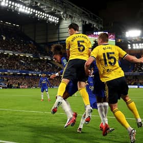 STENGTH IN NUMBERS: Playing with three central defenders suits Tarik Muharemovic and Jaka Bijol (Image: Adrian DENNIS / AFP via Getty Images)