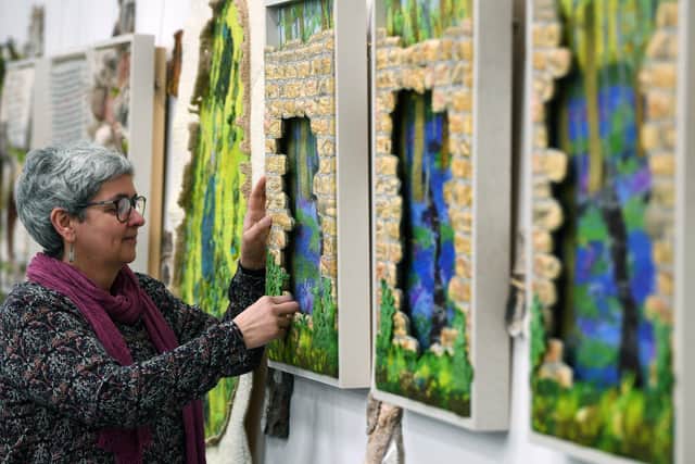 Helen Riddle's exhibition A Stitch in Time, which is running at Anglers Country Park. It explores decay and repair in the wall which Charles Waterton built nearly 200 years ago, creating what is believed to be the world's first nature reserve. Picture by  Jonathan Gawthorpe.