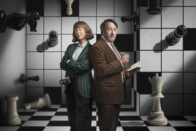Anna Maxwell Martin as Lucy Betts-Taylor and David Mitchell as John ‘Ludwig’ Taylor. Photo: BBC/Big Talk/Colin Hutton.