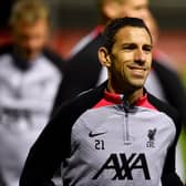 Maxi Rodriguez was in England to take part in a Liverpool v Man United legends game - and made the trip across to Leeds to pay homage to Marcelo Bielsa. Picture: Andrew Powell/Liverpool FC via Getty Images.