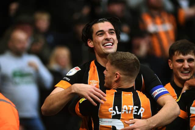 Hull-born Jacob Greaves celebrates his first home City goal for his hometown club against Reading. Picture: Jonathan Gawthorpe.