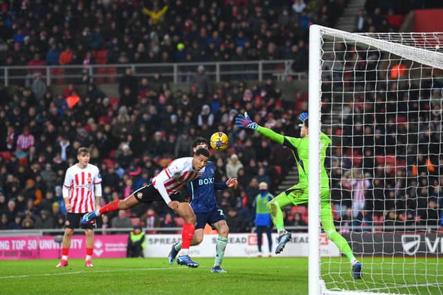 Jobe Bellingham scores the winner for Sunderland. (Photo by Stu Forster/Getty Images)
