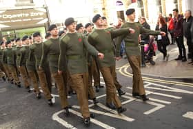 Junior soldiers march into Knaresborough market place as part of the town's Remembrance Day activities. (Picture National World)