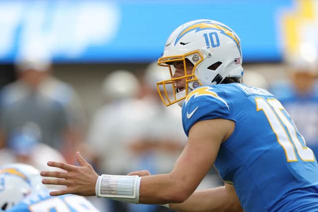 Justin Herbert #10 of the Los Angeles Chargers. (Picture: Harry How/Getty Images)