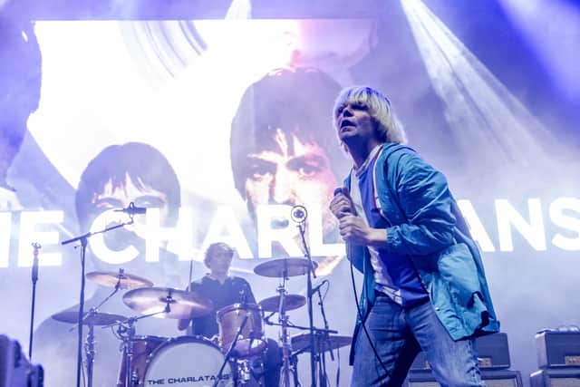 Tim Burgess and his band The Charlatans playing live at The Piece Hall. Picture: Ernesto Rogata