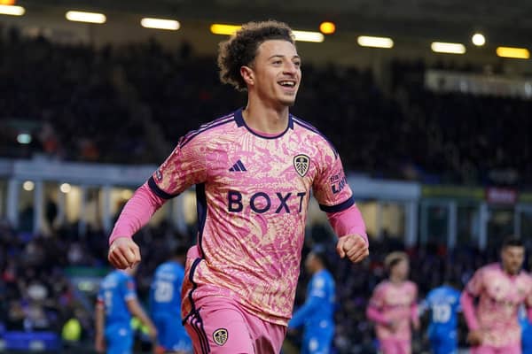 Leeds United's Ethan Ampadu celebrates scoring his side's third goal of the game during the Emirates FA Cup Third Round match at the Weston Homes Stadium, Peterborough. Picture: Joe Giddens/PA Wire.
