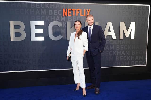 Library image  of Victoria and David Beckham arriving for the premiere of Netflix's documentary series Beckham at the Curzon Mayfair in London.  (Photo by Ian West/PA Wire)