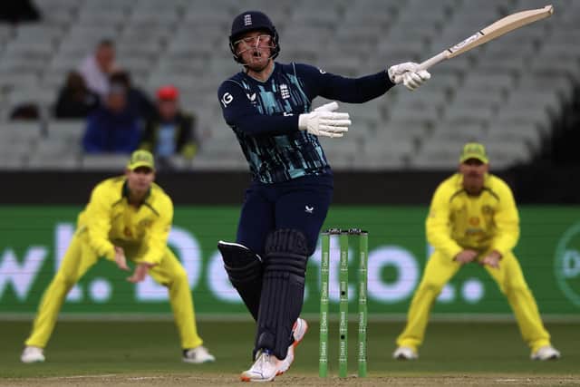 TOP SCORER: England's Jason Roy bats against Australia during the third and final ODI in Melbourne. Picture: AP/Asanka Brendon Ratnayake