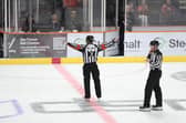 NO GOAL: Manchester's third 'goal' is waived off by the match officials for offside, as Sheffield Steelers went on to win 5-2. Picture: Cerys Heslop/Steelers Media.