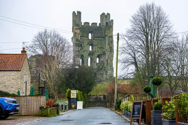 Feature on Helmsley in North Yorkshire photographed by Tony Johnson for The Yorkshire Post.  The ruins of Helmsley Castle.
Helmsley Castle. 25th January 2024