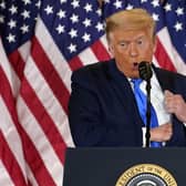 President Donald Trump speaks in the East Room of the White House in 2020. (AP Photo/Evan Vucci)