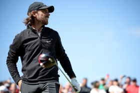 Tommy Fleetwood of England tees off on the 15th hole during a practice round prior to The 151st Open at Royal Liverpool Golf Club on July 19, 2023 in Hoylake, England. (Picture: Jared C. Tilton/Getty Images)