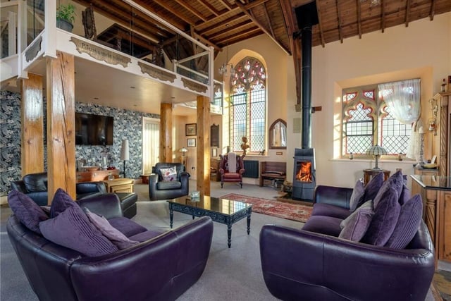 The sitting area within the open plan living space on the ground floor of the chapel