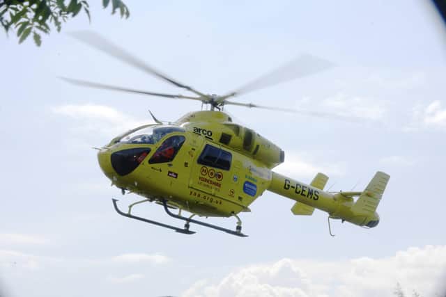 One of two Yorkshire Air Ambulance helicopters.