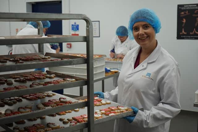 Gemma Williams, Managing Director of Original Biscuit Bakers in Market Drayton making Christmas Gingerbread. (Pic credit: Channel 5)