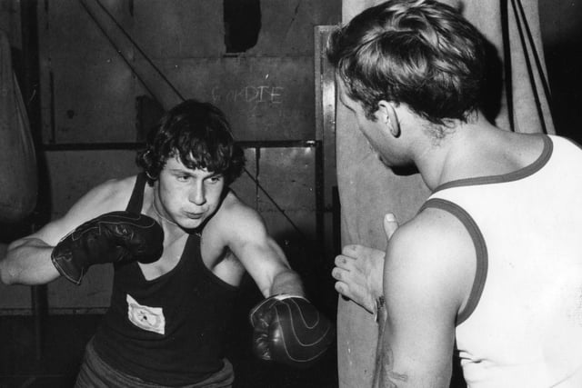 Club coach Keith Bell, right, gives instruction to Billy Brown during a training session at the newly formed Prince Edward Road Youth Club Amateur Boxing Club. Remember this from 49 years ago?