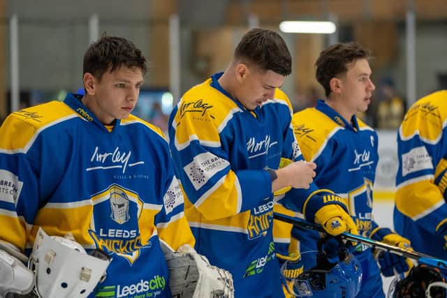 ON-ICE SUPPORT: Leeds KNights' Harrison Walker, Jordan Griffin and Kieran Brown will all line up at Bradford Ice Arena this weekend in aid of former Bulldogs' team-mate Josh Richardson. Picture courtesy of Oliver Portamento.